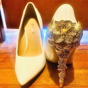 White Gold Accent Heels